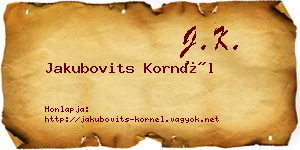 Jakubovits Kornél névjegykártya
